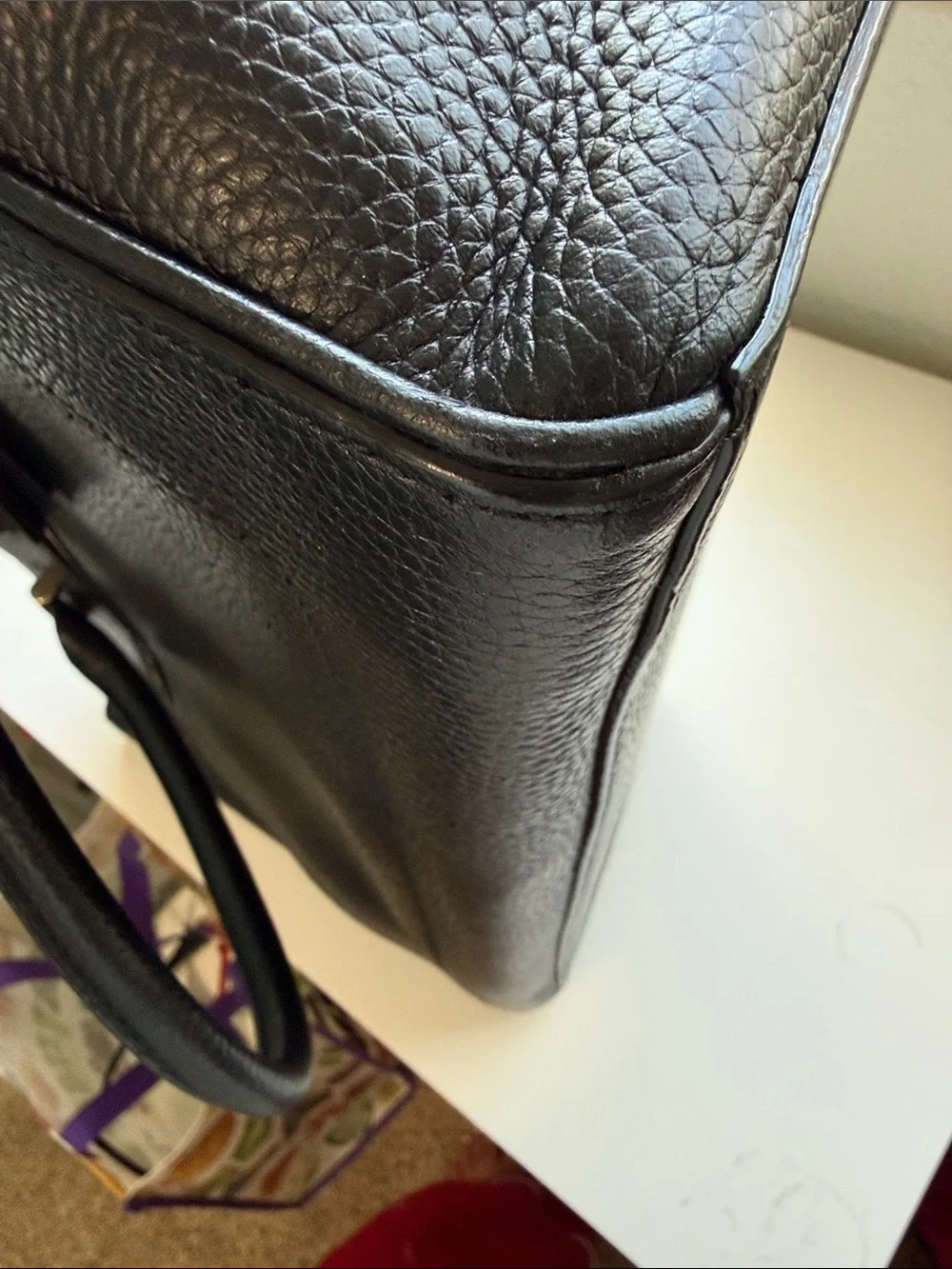 kate spade Black Pebbled Leather Tote with Front Zip Pocket